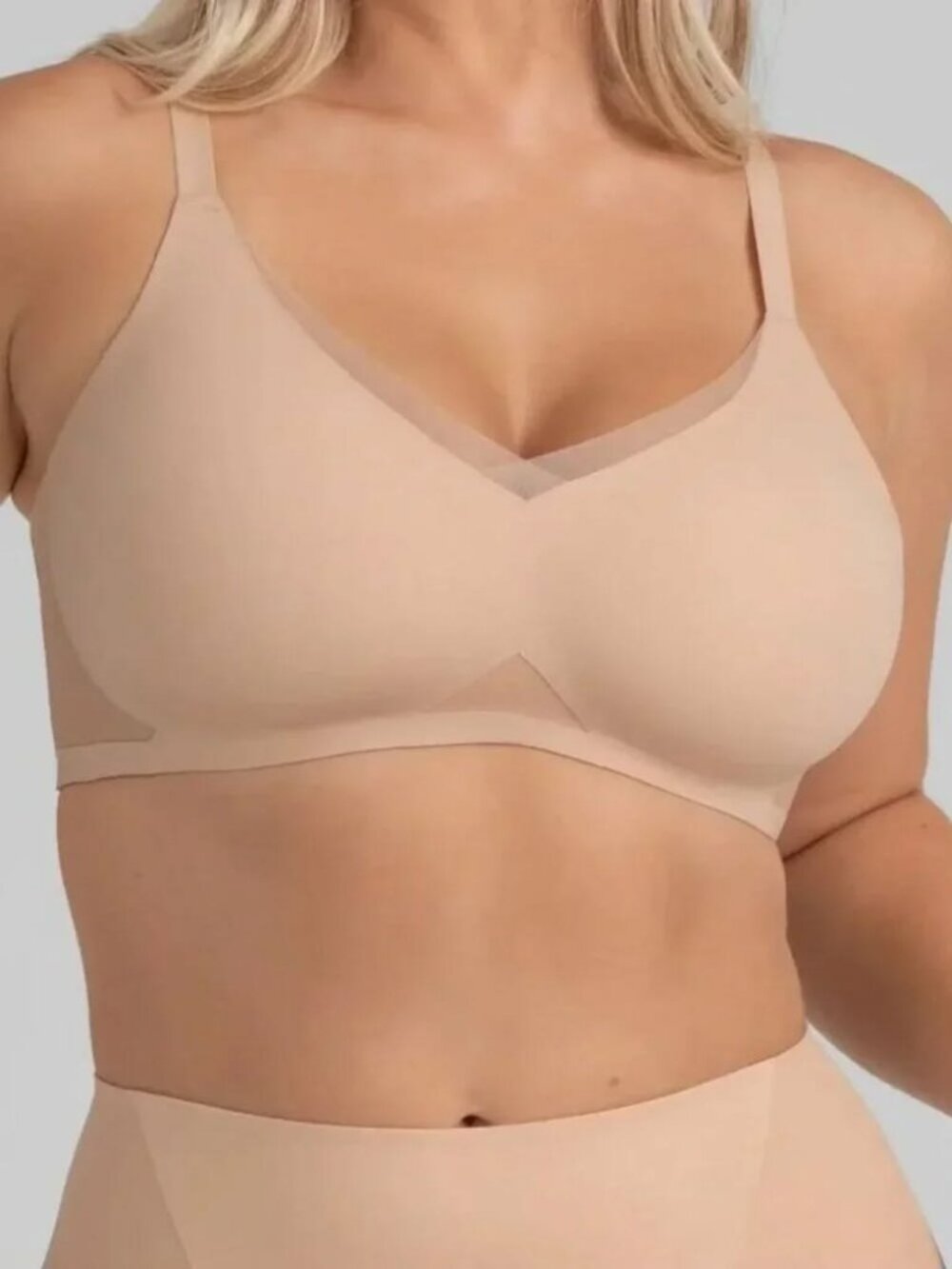 Honeylove crossover bra Sand Beige Seamless 38D Like New Condition